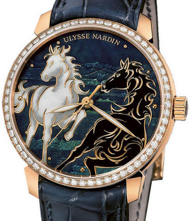 Ulysse Nardin 8156-111B-2 / CHEVAL Classico Enamel Horse Diamond high quality watches